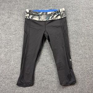 Lululemon Below Knee Crop Leggings Size 6 Black Floral Waist